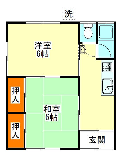 阪部文化(2DK/1階)の間取り写真