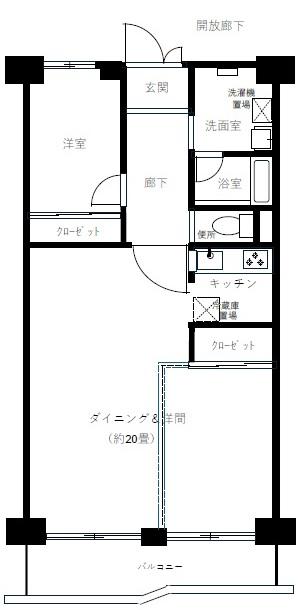 横浜スカイハイツ(2LDK/8階)の間取り写真