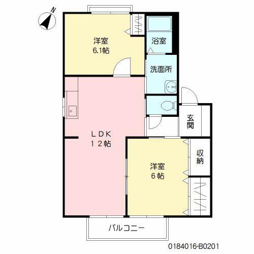 アイナAJ II(2LDK/2階)の間取り写真