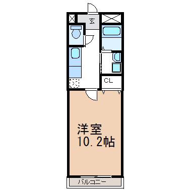 アンプルールリーブルマルヨ(1K/1階)の間取り写真