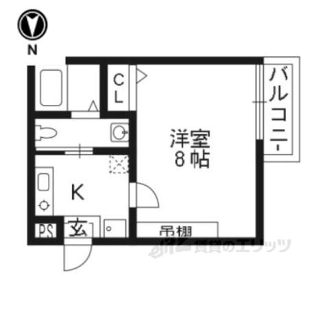 アークリード京都黒門(1K/1階)の間取り写真