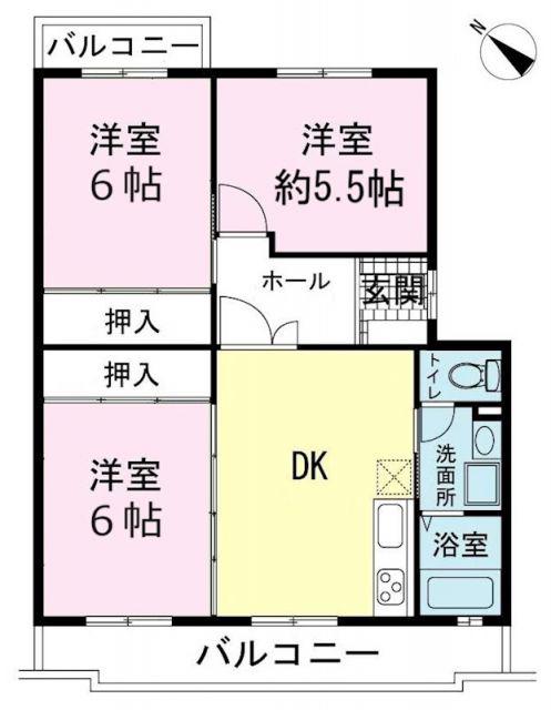 アヴニールドゥモエ(3LDK/1階)の間取り写真
