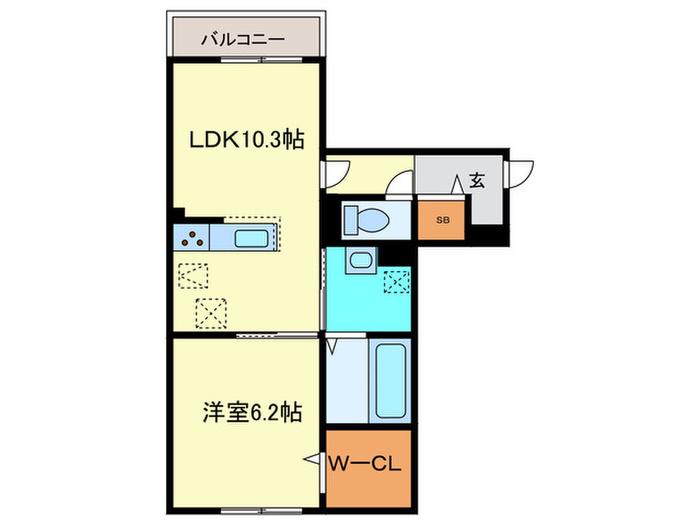 ルナメゾンB棟(1LDK/2階)の間取り写真