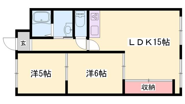槇得ハイツ Ⅱ(2LDK/2階)の間取り写真