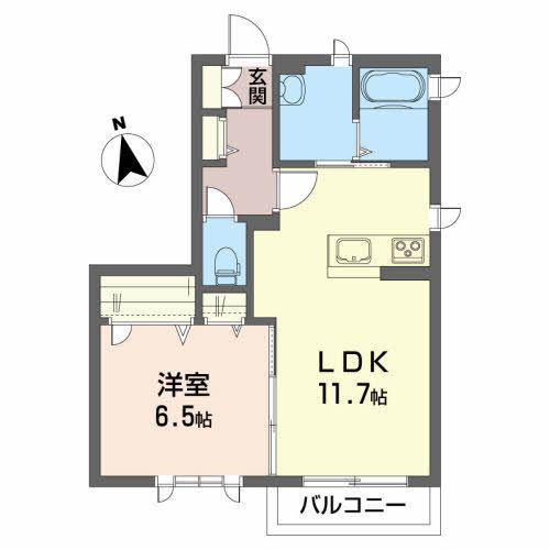 ＪＲ常磐線 富岡駅 徒歩9分 2階建 築9年(1LDK/1階)の間取り写真