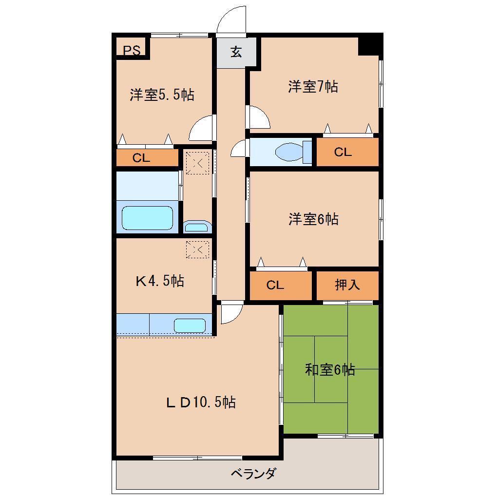 HKIマンション東見前(4LDK/1階)の間取り写真