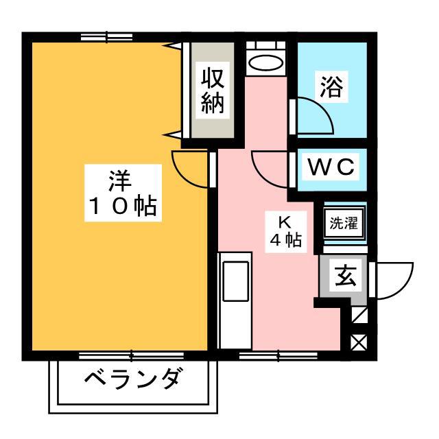 L・とれじゃーV(1K/1階)の間取り写真