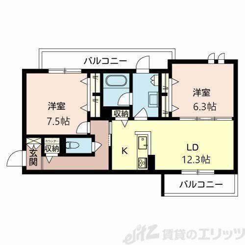 シャーメゾン ラッフィナート(2LDK/2階)の間取り写真