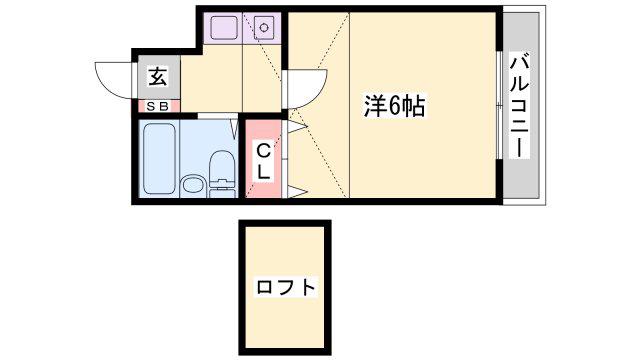 ウエストリバー(1K/2階)の間取り写真