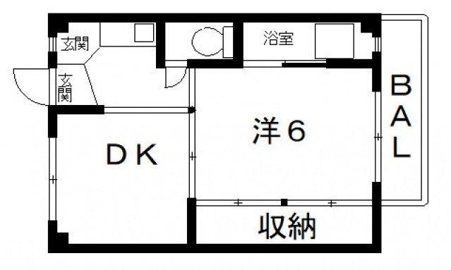 ビレッジハウス青山7号棟(1DK/2階)の間取り写真