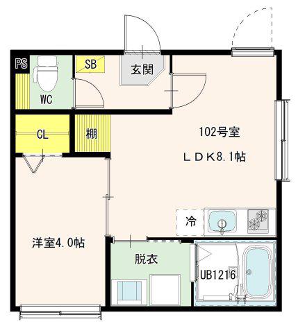 KAWA RESIDENCE(1LDK/1階)の間取り写真