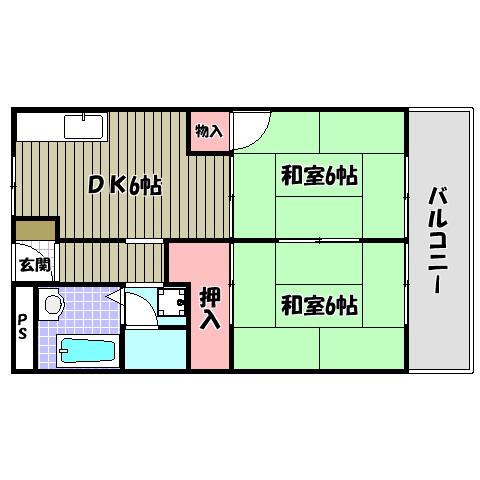 アクセス久野喜台マンション(2DK/2階)の間取り写真