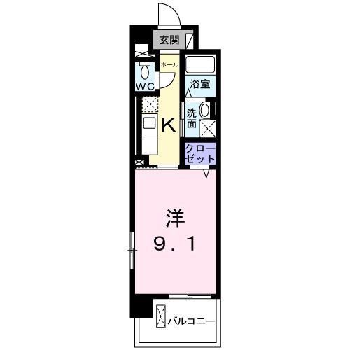 カモミール(1K/4階)の間取り写真