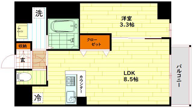 ARTIZA京橋ウエスト(1LDK/8階)の間取り写真