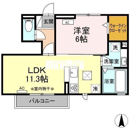 ユーフォリア(1LDK/1階)の間取り写真