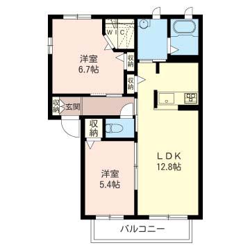 グランスールA(2LDK/1階)の間取り写真