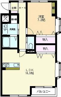 エフ弐番館(1LDK/3階)の間取り写真