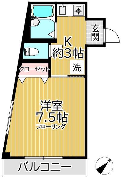 マルマンハイツ(1K/3階)の間取り写真