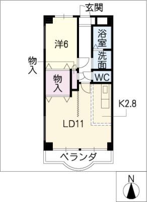 ヴィアーレ(1LDK/2階)の間取り写真