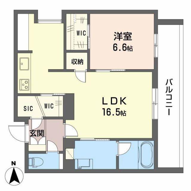 ソムニウム ドムス 南茨木(1LDK/2階)の間取り写真