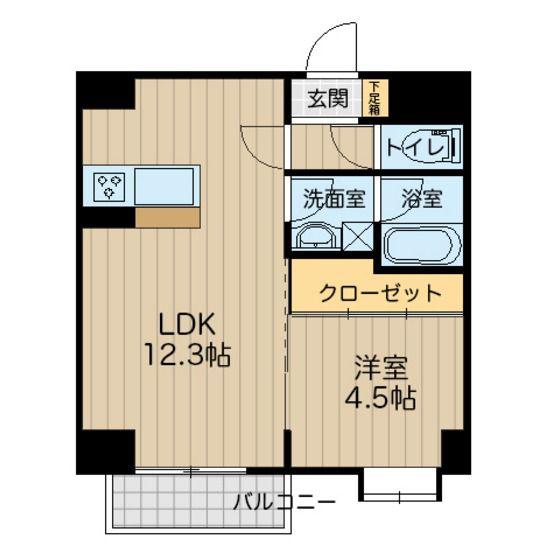 OVEST平成(1LDK/2階)の間取り写真