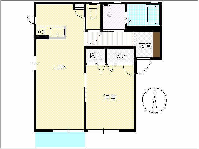 コーラル篠C(1LDK/1階)の間取り写真