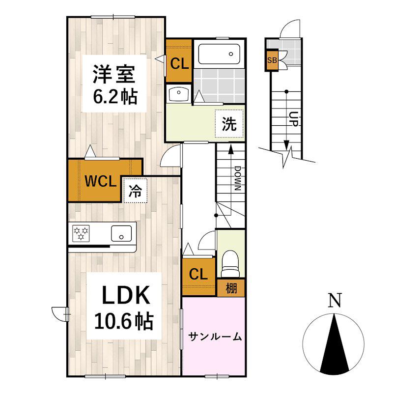 パピーズ須屋(1LDK/2階)の間取り写真
