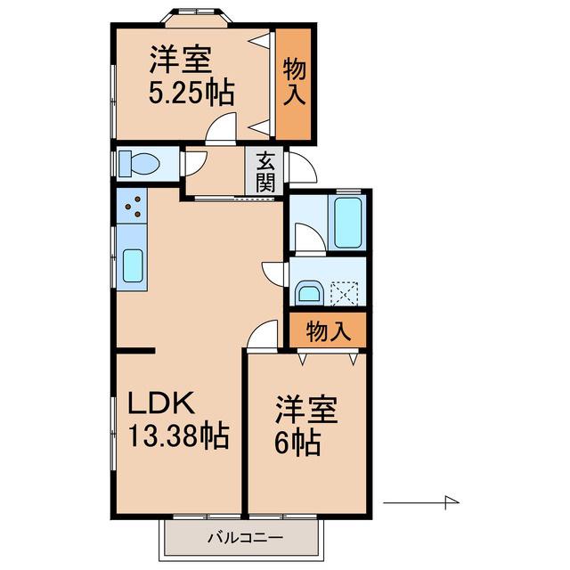 レジデンス二葉(2LDK/2階)の間取り写真