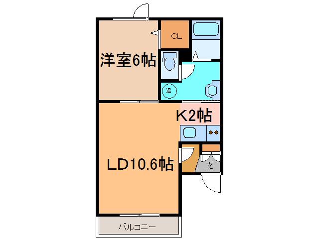 イーグルスカイ南鈴蘭(1LDK/2階)の間取り写真