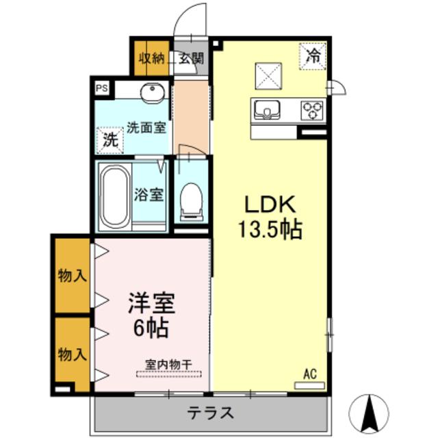 アゼリア上鷺F(1LDK/1階)の間取り写真