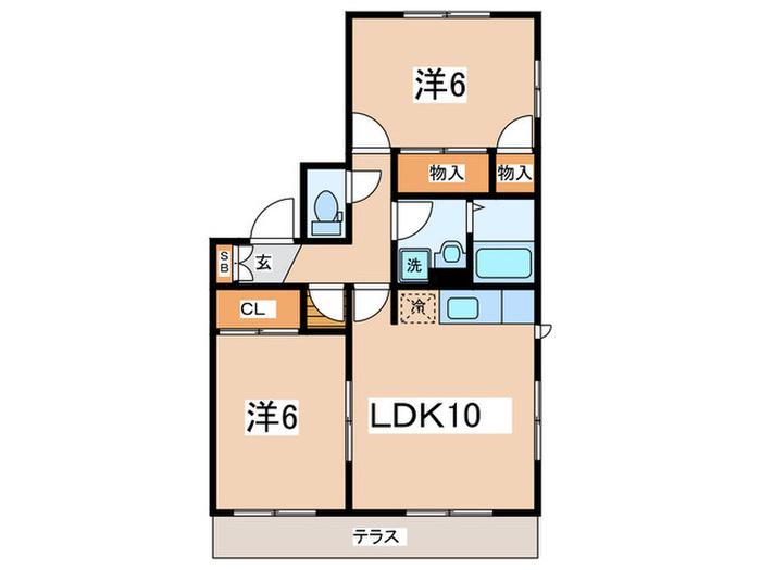 メゾンK(2LDK/1階)の間取り写真