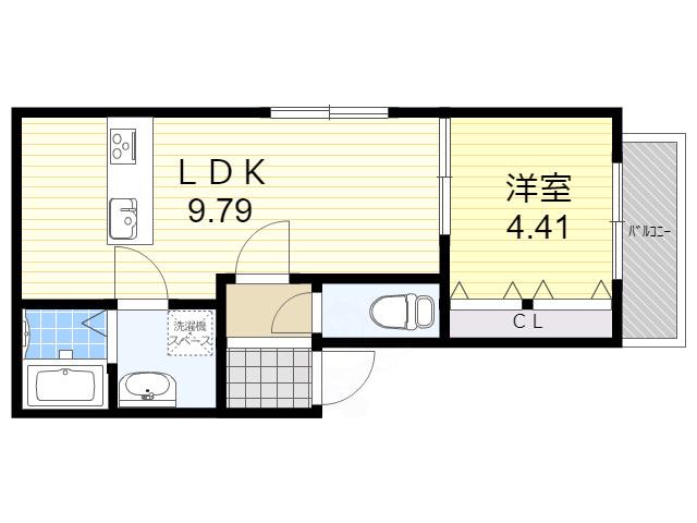 アルカーサ岸里8(1LDK/3階)の間取り写真