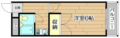 サンウエスト西真上(1K/4階)の間取り写真