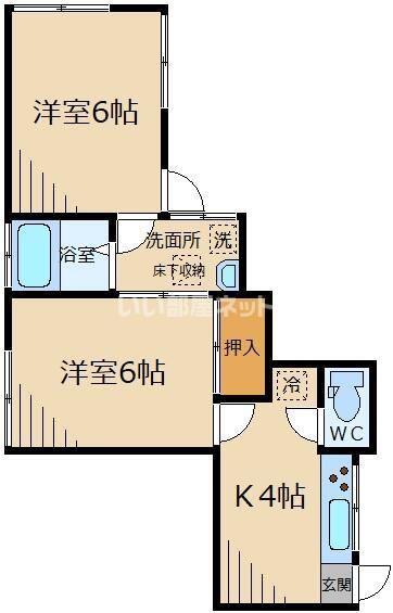 ときわ荘(2K/1階)の間取り写真