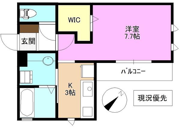 イーストアベニュー七瀬(1K/2階)の間取り写真