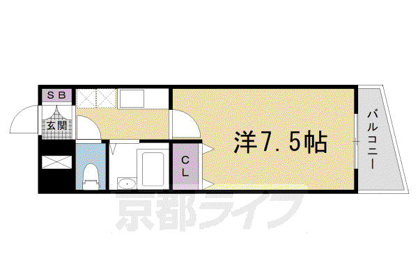 SIX BIJOUX堺町六角(1K/2階)の間取り写真