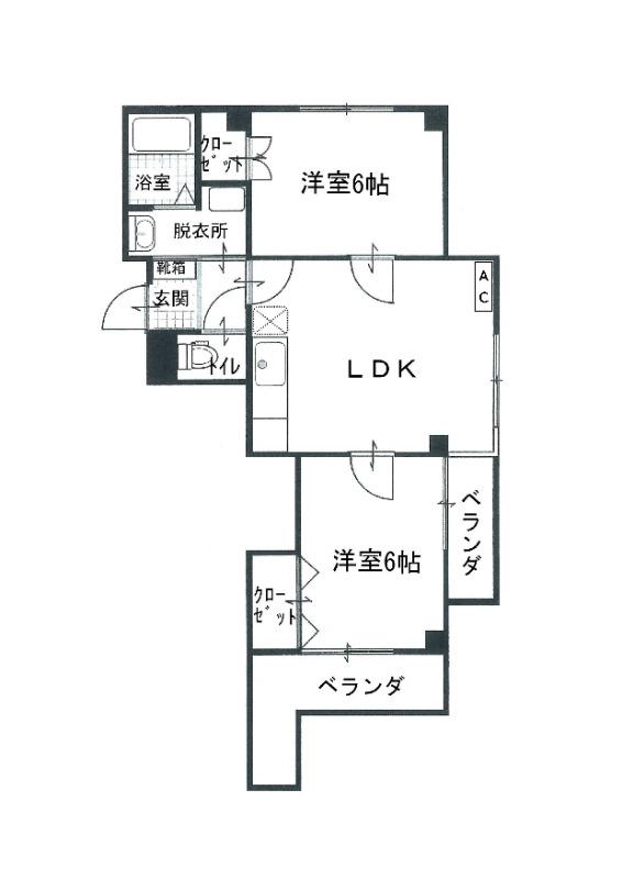 森の木ハイツ(2LDK/3階)の間取り写真