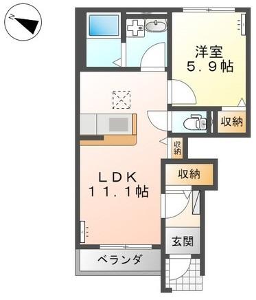 アシューレ(1LDK/1階)の間取り写真