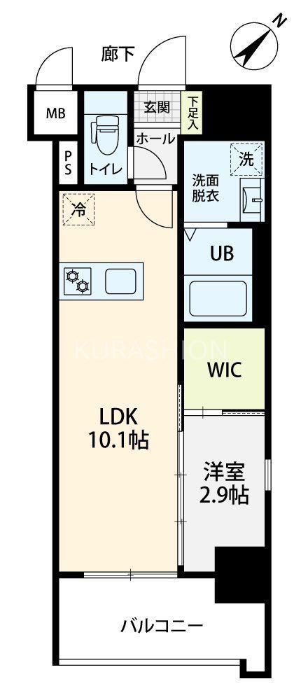 S-ROOM美野島(1LDK/7階)の間取り写真