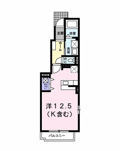 グラースメゾン1号棟(ワンルーム/1階)の間取り写真