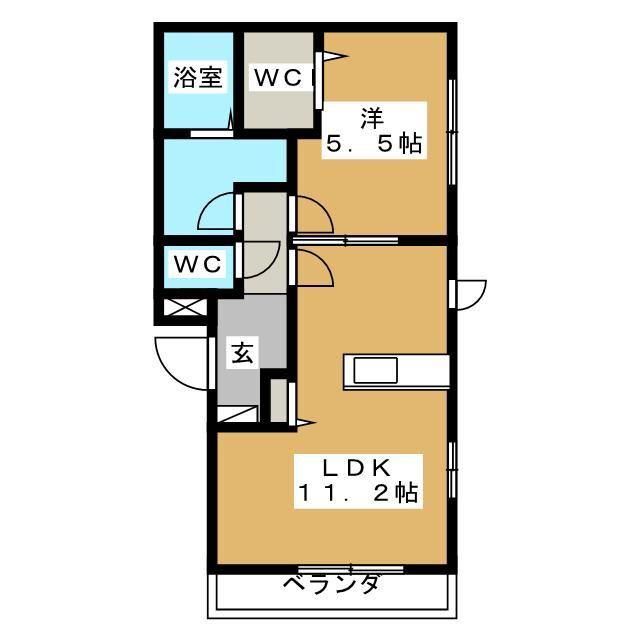 メゾン フォンテーヌ(1LDK/1階)の間取り写真
