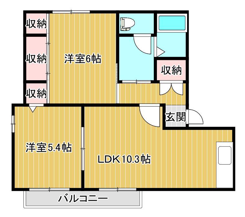 パリージュ新須賀(2LDK/2階)の間取り写真
