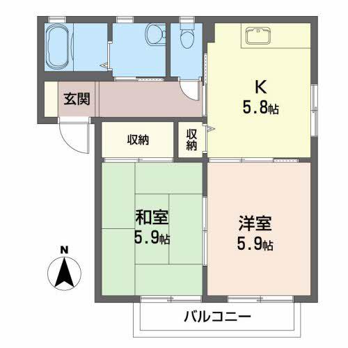 クロスロードII(2K/2階)の間取り写真