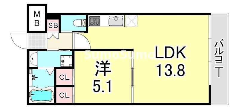 プレジオ御幣島ASIAN(1LDK/11階)の間取り写真