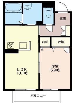 クリスタルバレーI(1LDK/3階)の間取り写真