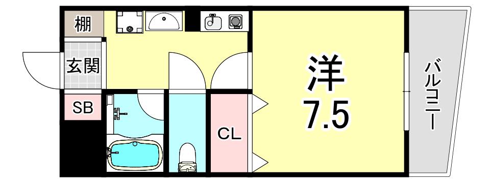 シーショア垂水(1K/5階)の間取り写真