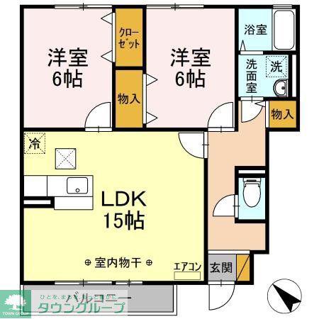 アールユウナシオ(2LDK/1階)の間取り写真