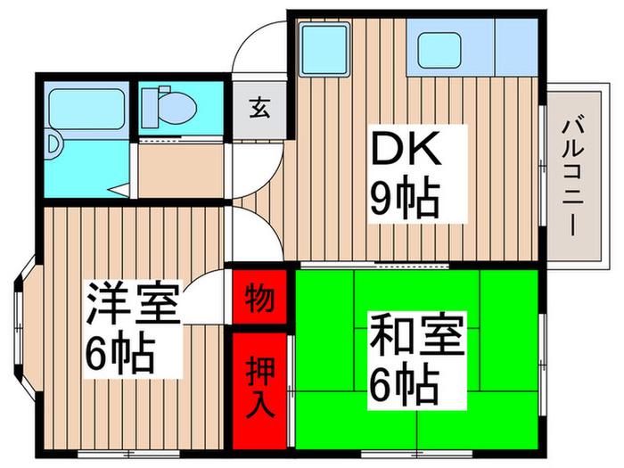 カサ・フローレス(2DK/2階)の間取り写真