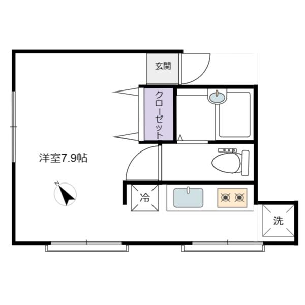 島崎工務店アパート(ワンルーム/2階)の間取り写真