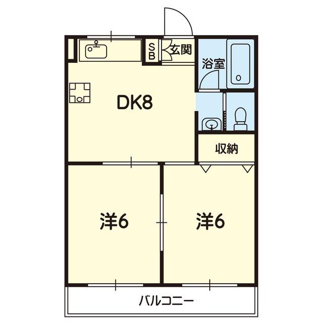 上水前寺Kビル(2DK/3階)の間取り写真